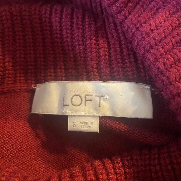 Ann Taylor LOFT Burgundy Ribbed Turtleneck Sweater Long Sleeve Women's Size S - Picture 4 of 5